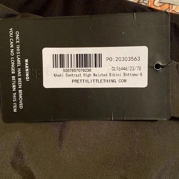 NWT Olive Green and Black Pretty Little Thing Bikini Bottom - Picture 3 of 4